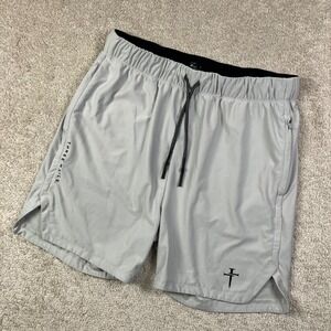 Three Nails Mens L Athletic Running Shorts Gray Stretch Gym Training Performance